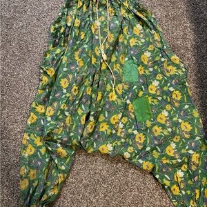 Kantha Bae Floral Green and Yellow Harem Pants